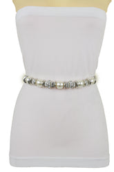 Silver Metal Chain Beaded Belt Bling Size S M L
